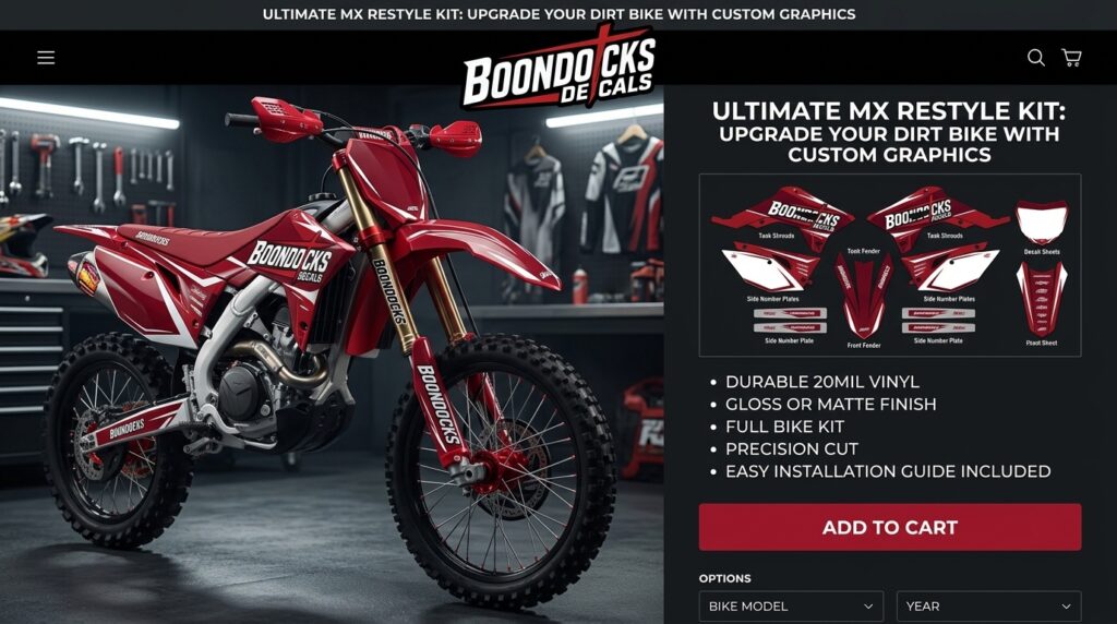 Motocross Bike Restyle Kit: Upgrade Your Dirt Bike with Custom Graphics