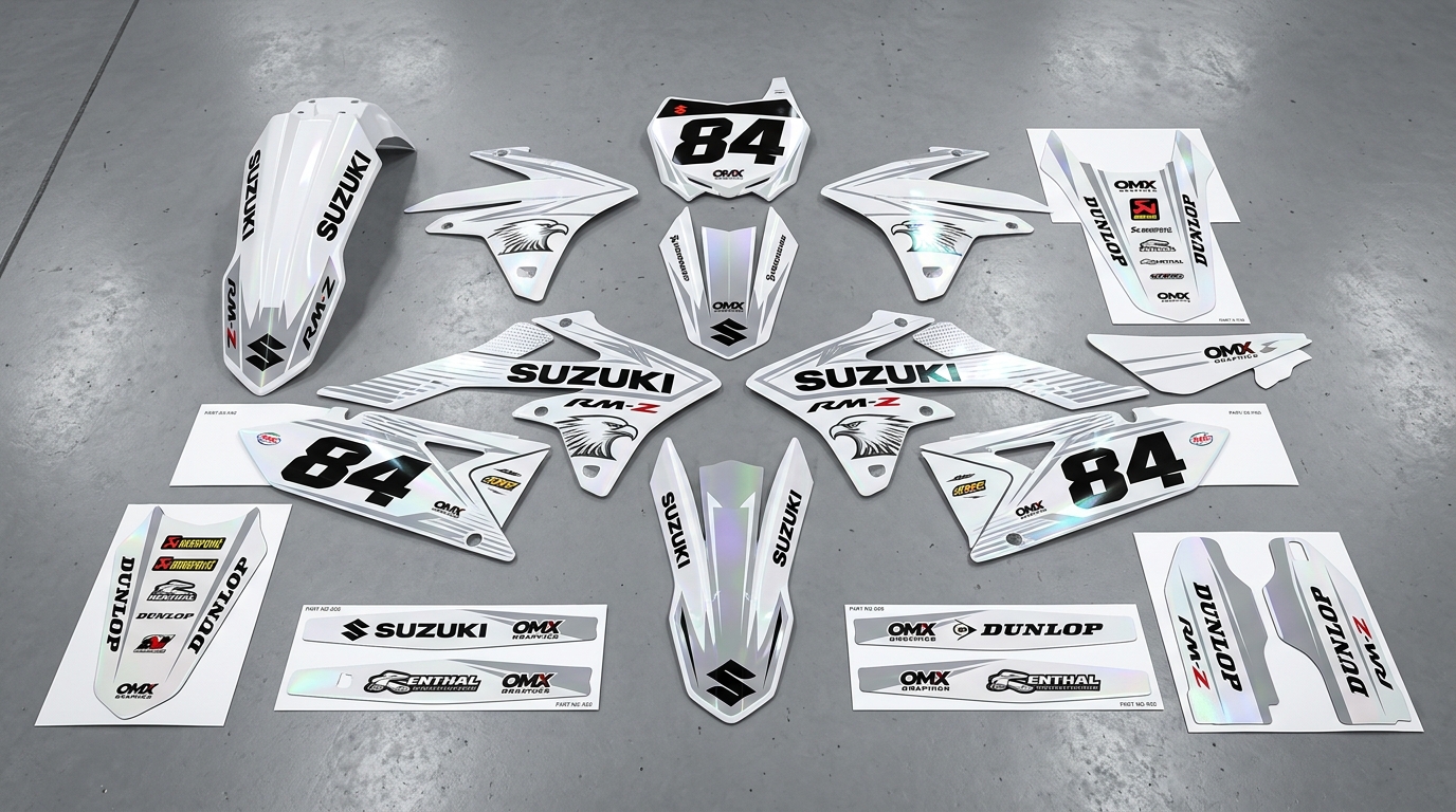 https omxgraphics.com motocross graphics suzuki mx graphics graphics kit for suzuki payback white based on this create 202606260849 Motocross Graphics Boondocks Decals