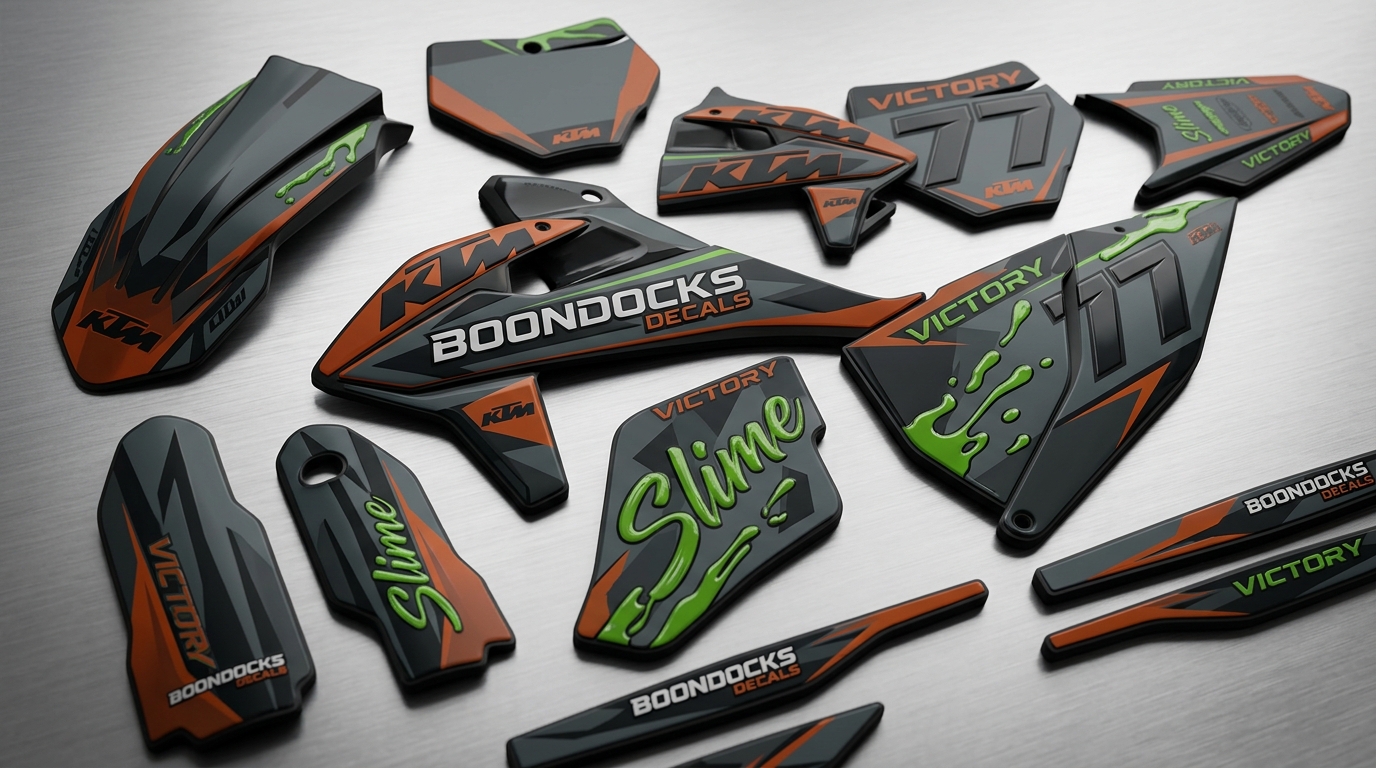 VICTORY - Black / Slime 5 3D decals for KTM bikes 202607030847 2 Motocross Graphics Boondocks Decals