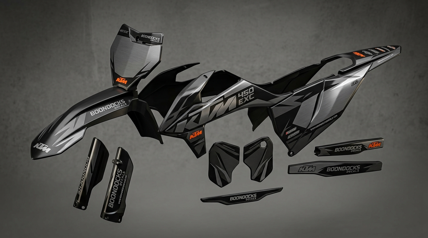 VICTORY - Black / Terra 3 3D decals for KTM bikes 202607030854 Motocross Graphics Boondocks Decals