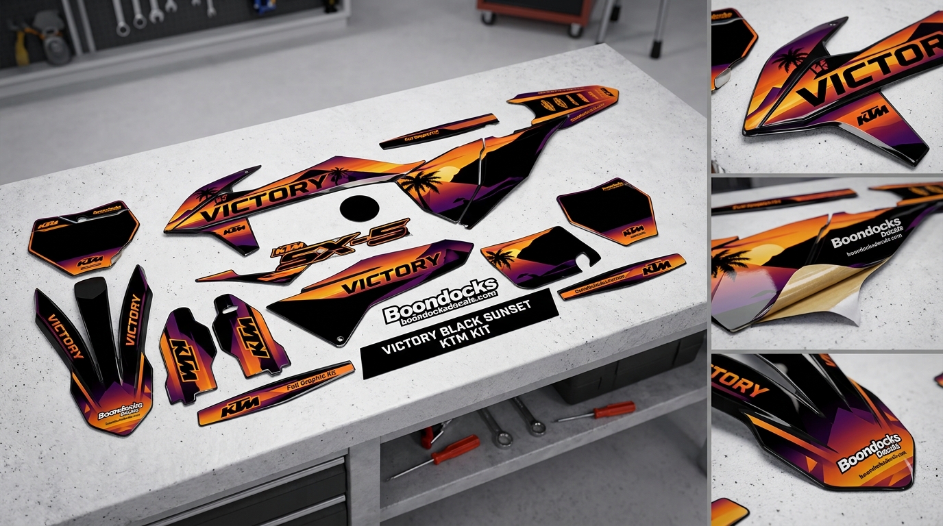VICTORY - Black / Sunset 4 3D decals for KTM bikes 202607030900 2 Motocross Graphics Boondocks Decals