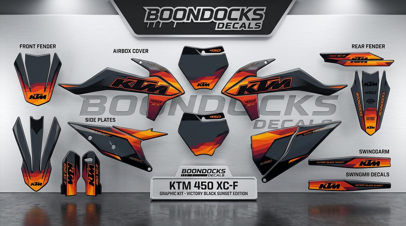 VICTORY - Black / Sunset 6 3D decals for KTM bikes 202607030903 Motocross Graphics Boondocks Decals
