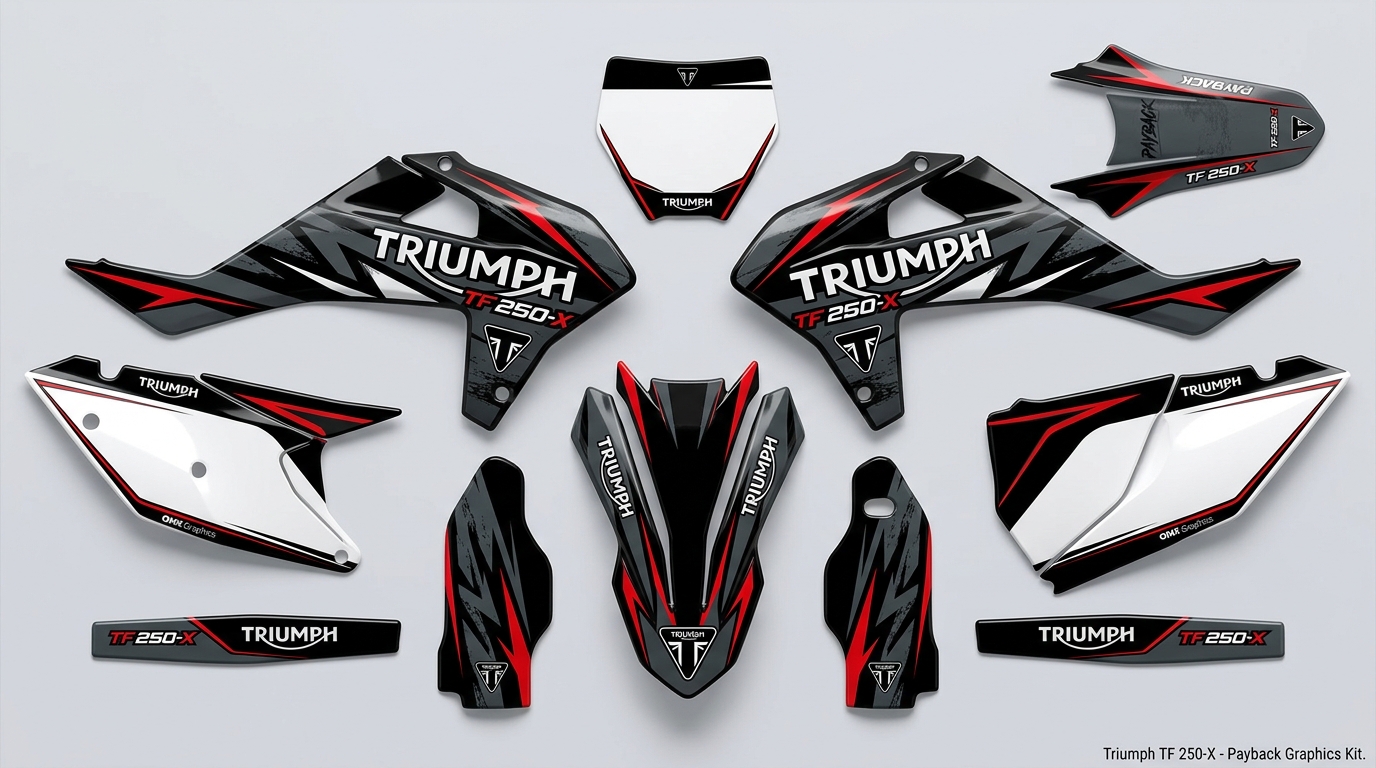 Graphics Kit for Triumph – Payback 5 3D decals for Triumph Payback 202607020956 2 Motocross Graphics Boondocks Decals