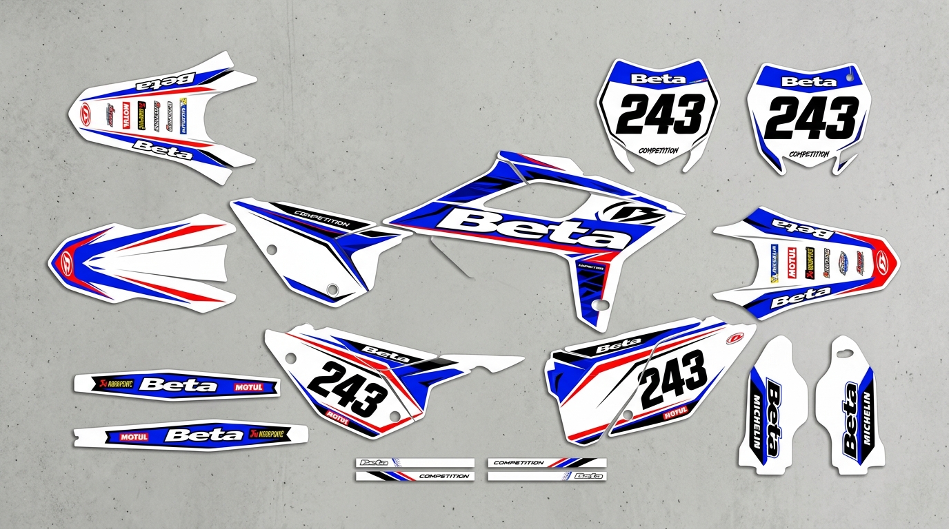 Beta COMPETITION Graphics Kit White 5 Beta COMPETITION Graphics Kit 202607201210 2 Motocross Graphics Boondocks Decals