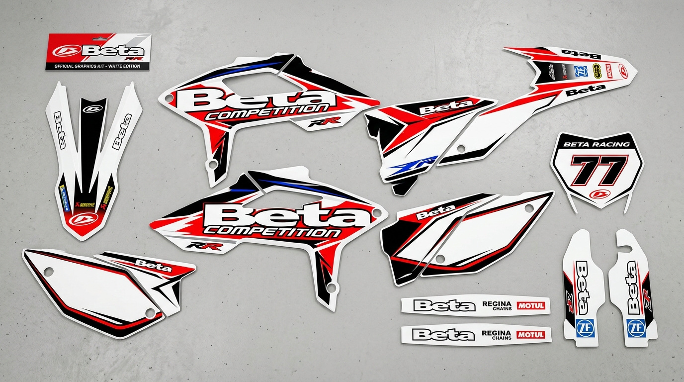 Beta COMPETITION Graphics Kit White 3 Beta COMPETITION Graphics Kit 202607201210 Motocross Graphics Boondocks Decals