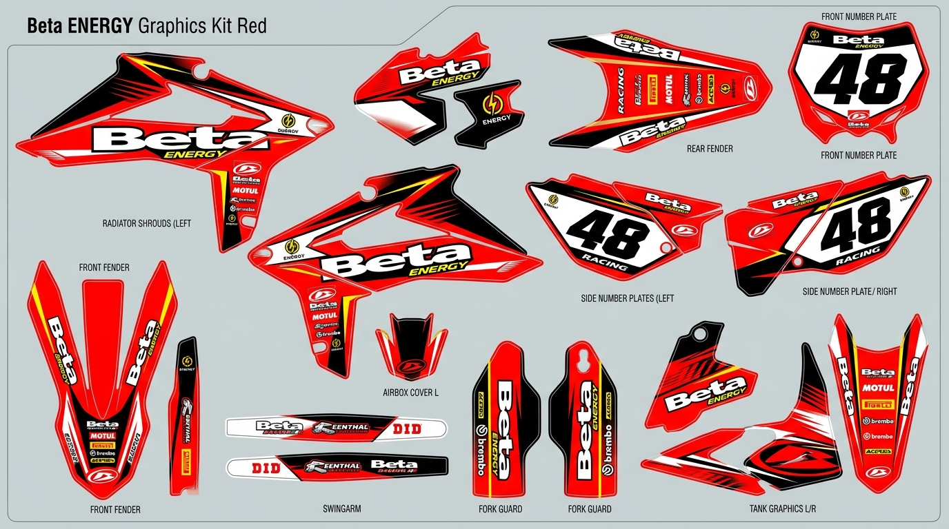 Beta ENERGY Graphics Kit Red 5 Beta ENERGY Graphics Kit decals 202607271038 2 Motocross Graphics Boondocks Decals