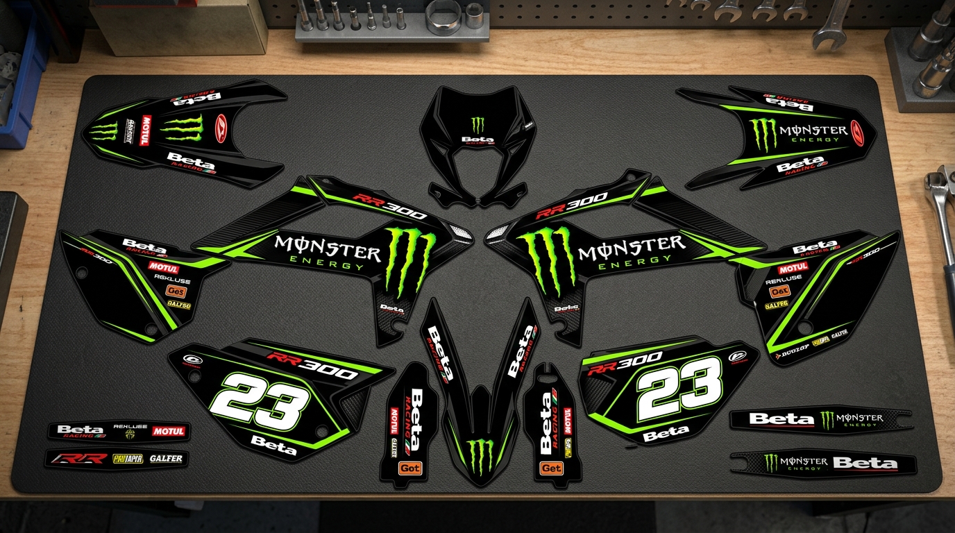 Beta MONSTER Graphics Kit Black 4 Beta MONSTER Graphics Kit Black 202607270944 2 Motocross Graphics Boondocks Decals
