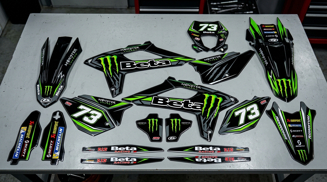 Beta MONSTER Graphics Kit Black 7 Beta MONSTER Graphics Kit Black 202607270945 Motocross Graphics Boondocks Decals