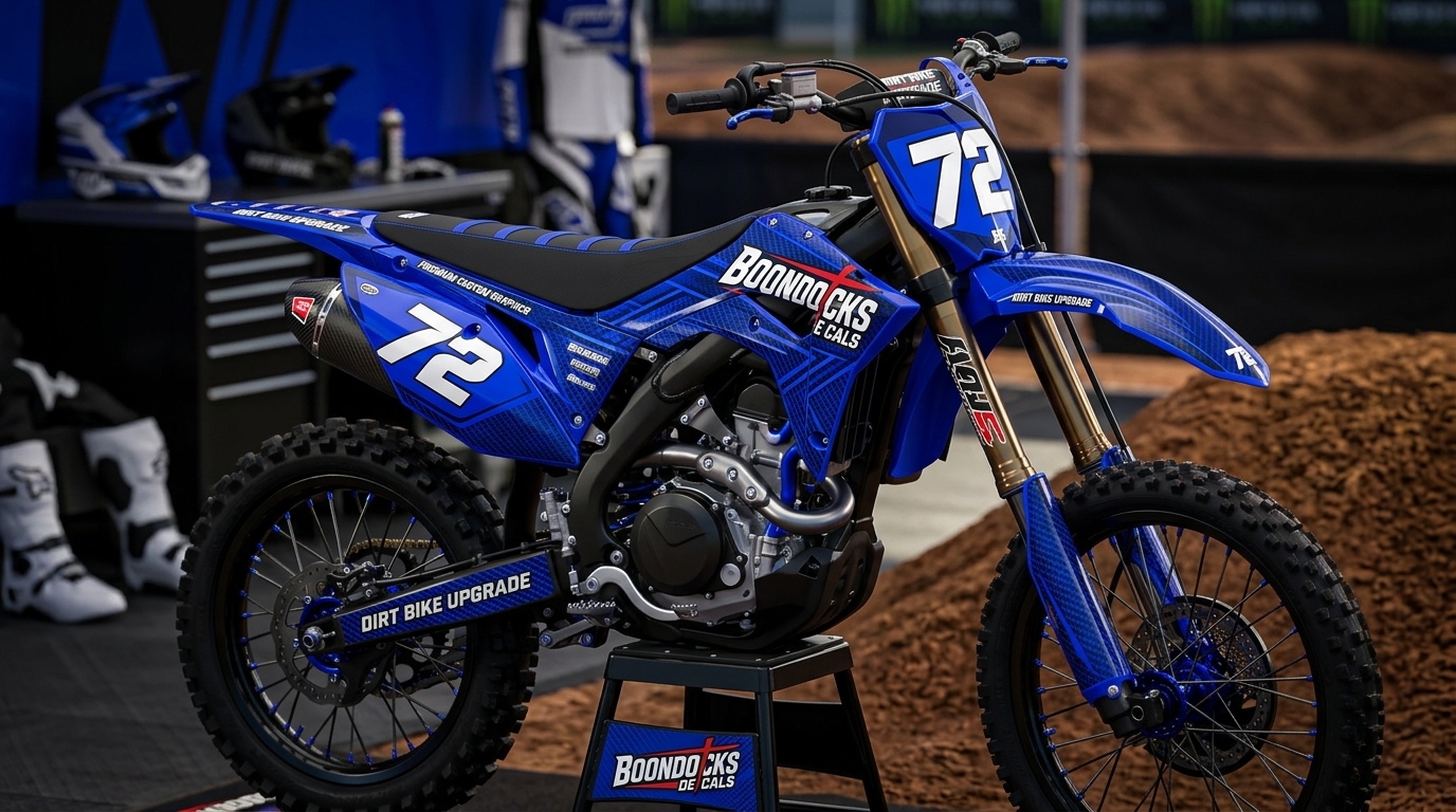 Blue Motocross Graphics Kit: Upgrade Your Dirt Bike with Premium Custom Graphics