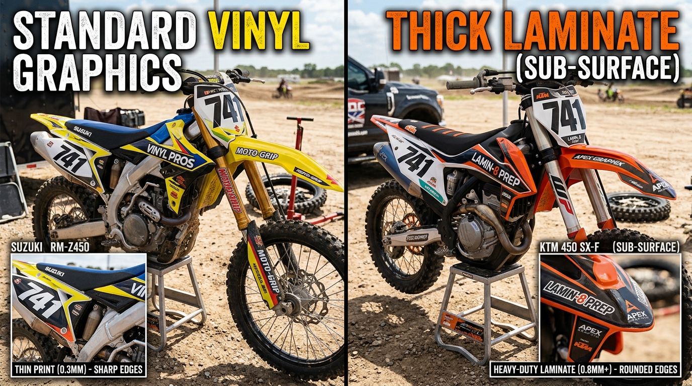Thick Laminate vs Standard Vinyl: Which Is Better for Dirt Bike Graphics?