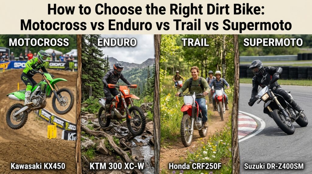 How to Choose the Right Dirt Bike: Motocross vs Enduro vs Trail vs Supermoto
