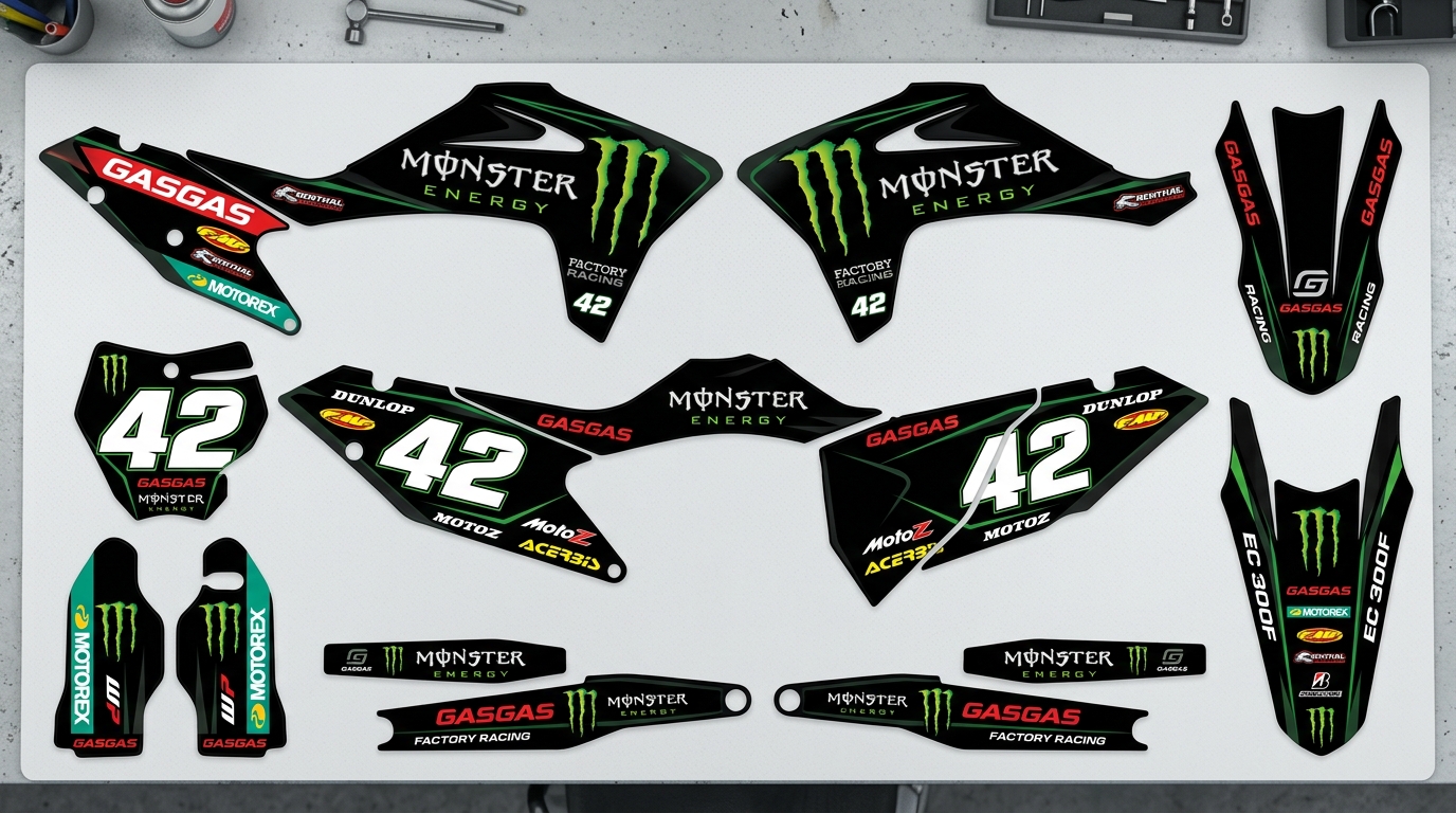 GasGas MONSTER Graphics Kit Black 5 GasGas MONSTER Graphics Kit 202607270938 2 Motocross Graphics Boondocks Decals