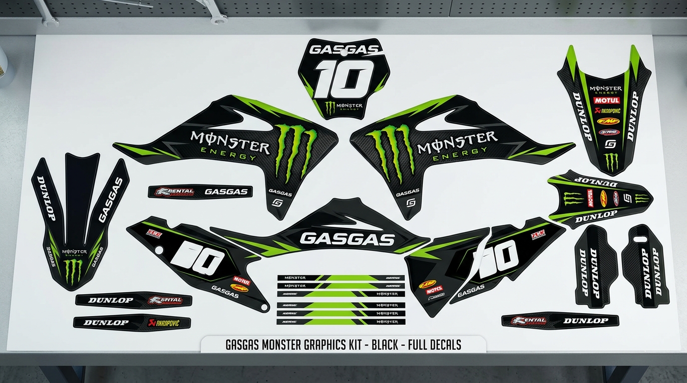 GasGas MONSTER Graphics Kit Black 6 GasGas MONSTER Graphics Kit 202607270938 3 Motocross Graphics Boondocks Decals