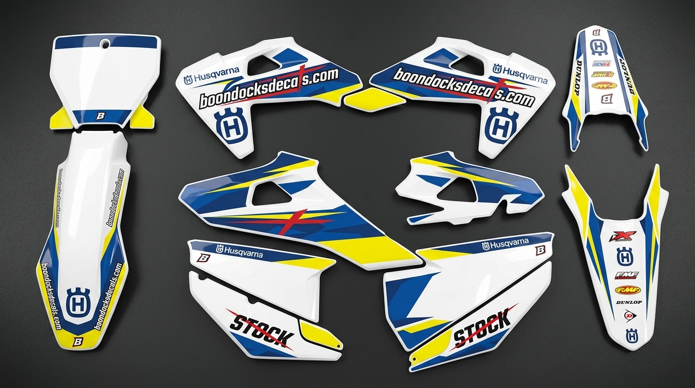 Husqvarna STOCK Graphics Kit 6 Husqvarna bike decals 3d 202607161054 3 Motocross Graphics Boondocks Decals