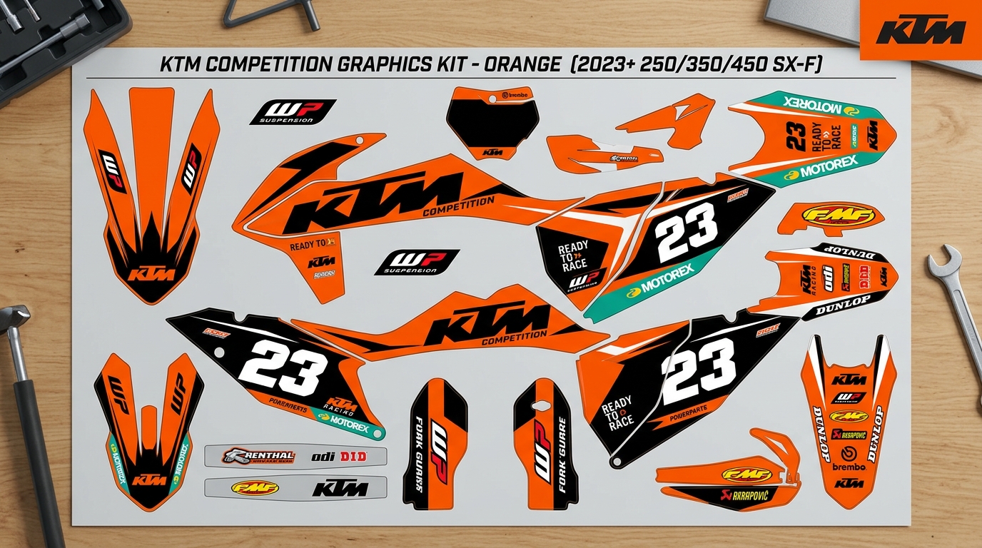 KTM COMPETITION Graphics Kit Orange 5 KTM COMPETITION Graphics Kit 202607211131 2 Motocross Graphics Boondocks Decals