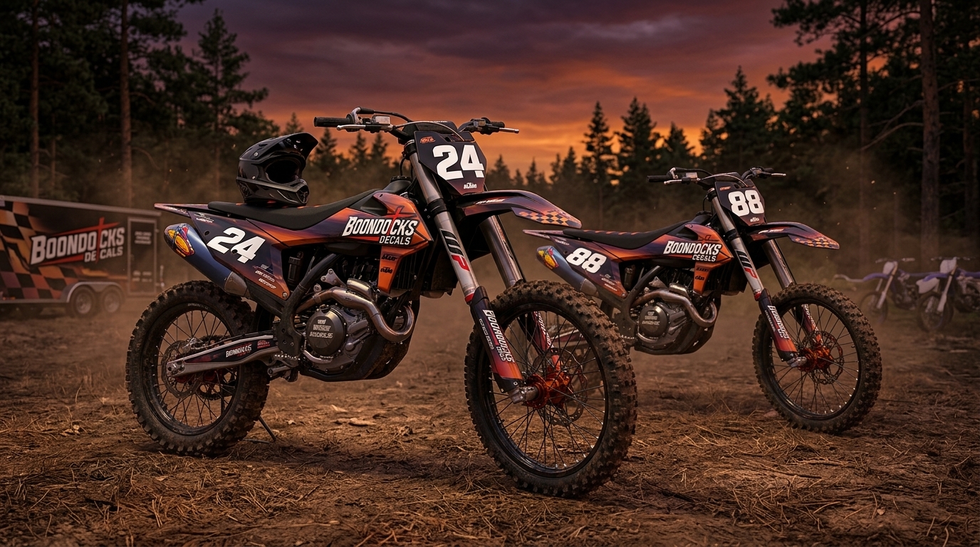 KTM bikes with logo 202607030900 Motocross Graphics Boondocks Decals