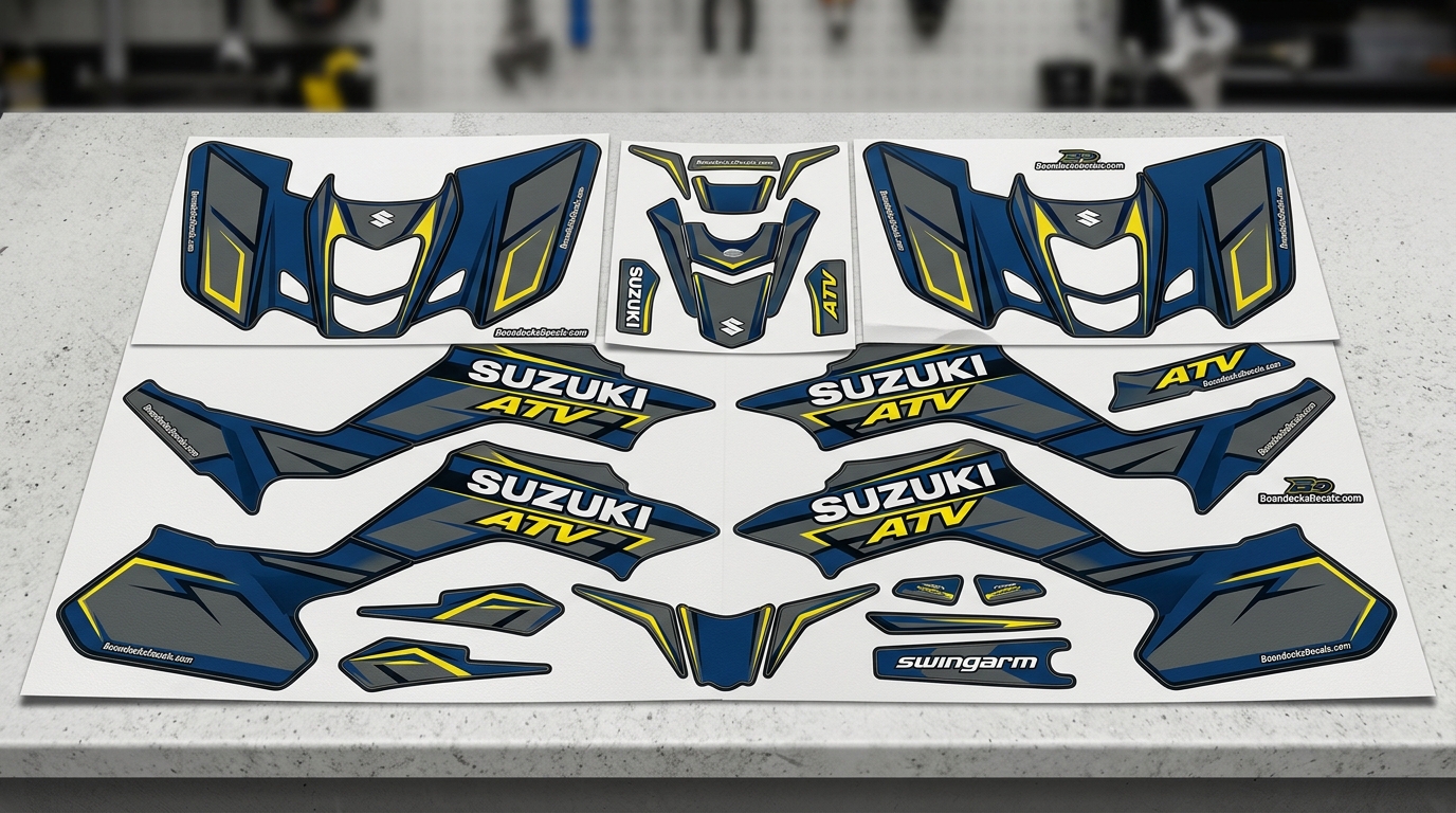 Graphics Kit for Suzuki ATV – Base 4 Suzuki ATV decals 3D 202607090547 1 Motocross Graphics Boondocks Decals