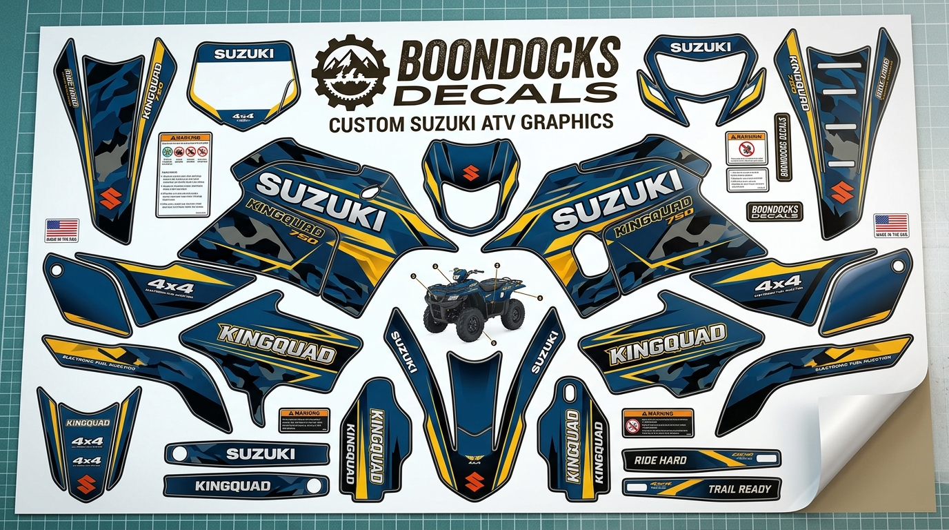 Graphics Kit for Suzuki ATV – Base 6 Suzuki ATV decals 3D 202607090547 3 Motocross Graphics Boondocks Decals