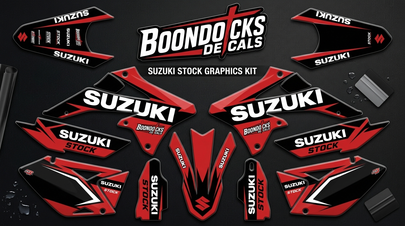 Suzuki STOCK Graphics Kit 4 Suzuki bike decals 3d 202607161058 1 Motocross Graphics Boondocks Decals