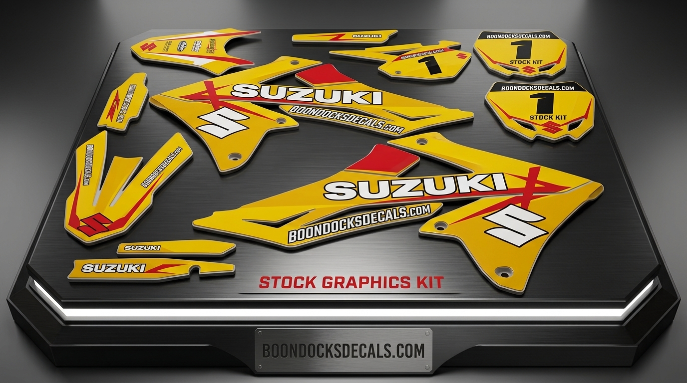 Suzuki STOCK Graphics Kit 5 Suzuki bike decals 3d 202607161058 2 Motocross Graphics Boondocks Decals