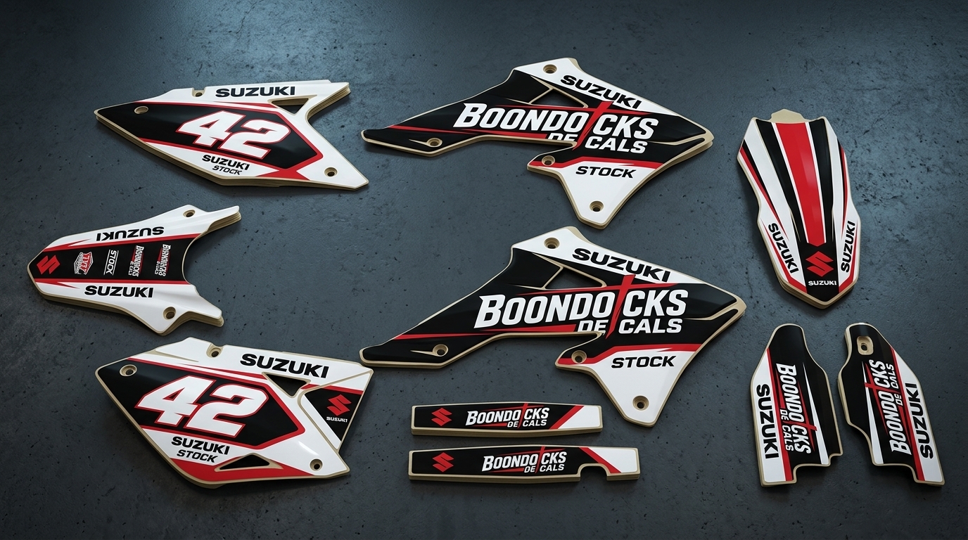 Suzuki STOCK Graphics Kit 3 Suzuki bike decals 3d 202607161058 Motocross Graphics Boondocks Decals