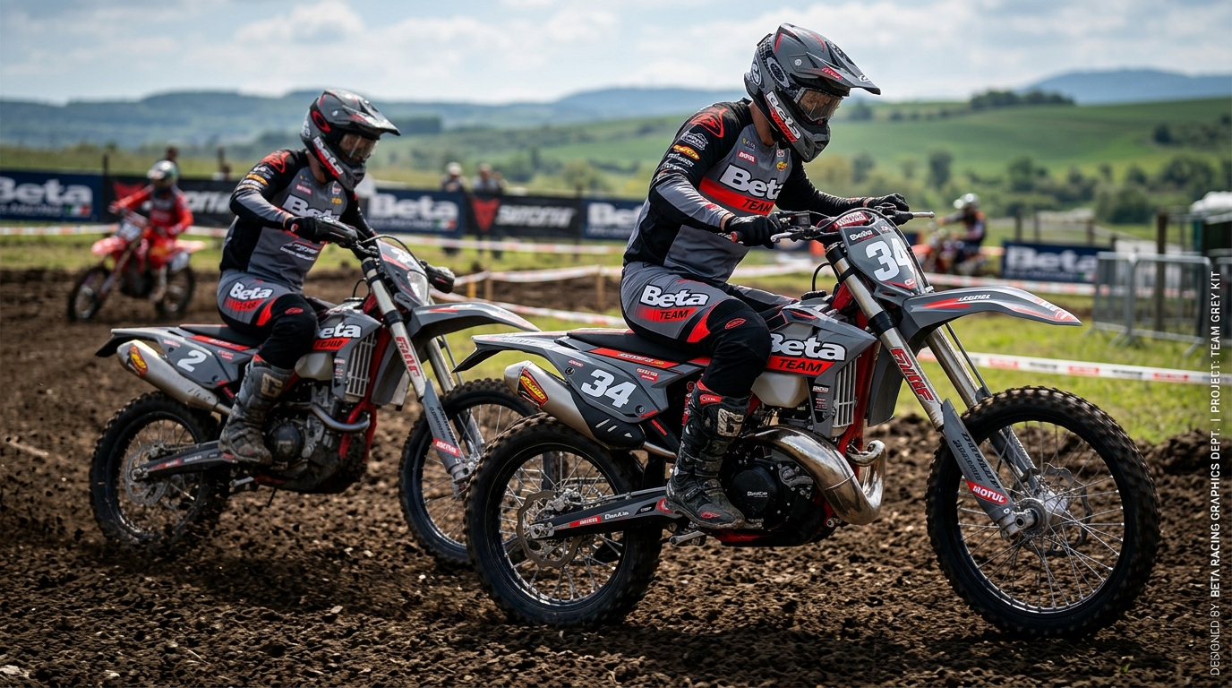 Beta TEAM Graphics Kit Grey 202608031055 Motocross Graphics Boondocks Decals