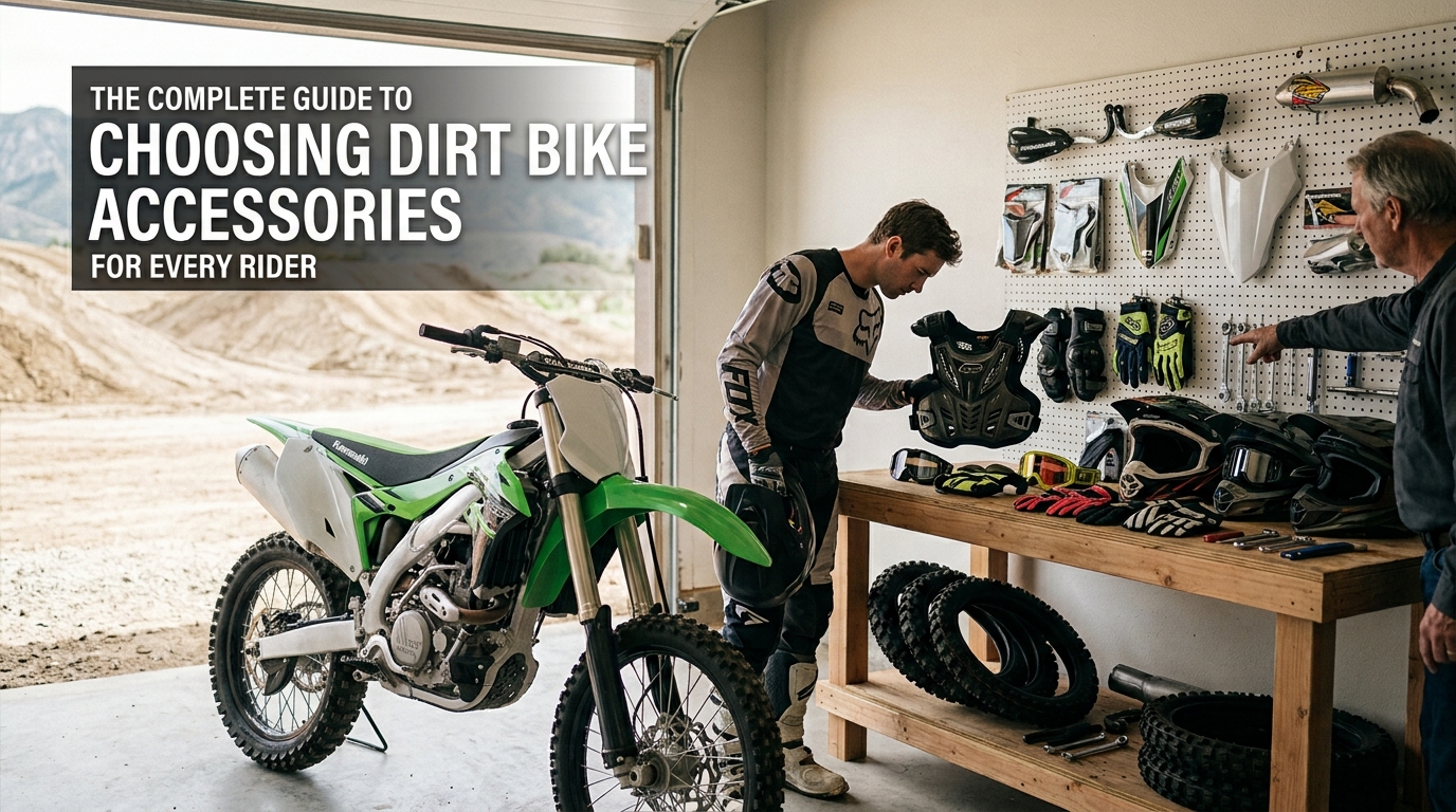 The right accessories can make a dirt bike more functional, comfortable, protected, and visually distinctive. Whether you spend weekends riding trails or compete in motocross racing, choosing accessories should be about more than simply buying the newest products. Every upgrade should suit your motorcycle, riding environment, skill level, and personal goals. If you're planning your next upgrades, The Complete Guide to Choosing Dirt Bike Accessories provides a practical starting point for deciding what matters most. Riders interested in transforming the appearance of their motorcycle can also explore The Complete Guide to Choosing Dirt Bike Accessories when planning personalized graphics. Why the Right Dirt Bike Accessories Matter Accessories can serve very different purposes. Some help protect important motorcycle components, others support rider comfort or control, while cosmetic upgrades give the bike a more personalized appearance. The Complete Guide to Choosing Dirt Bike Accessories starts with one simple principle: prioritize accessories based on how and where you actually ride. A motocross racer may have different priorities from a recreational trail rider. Likewise, someone building a show-quality custom bike may focus more heavily on visual coordination. Instead of buying everything at once, identify what will provide the greatest value for your riding style. Start With Motorcycle Compatibility Compatibility should be one of your first considerations. Dirt bikes differ significantly in dimensions, bodywork, mounting points, and component specifications. Even motorcycles from the same manufacturer may require different accessories depending on model year and engine size. Before ordering, confirm your: Motorcycle manufacturer Exact model Model year Engine size Existing modifications Intended riding conditions The Complete Guide to Choosing Dirt Bike Accessories recommends verifying these details before making a purchase, especially for model-specific products. Accessories for KTM, Yamaha, Honda CRF, Kawasaki KX, and Suzuki RMZ Major dirt bike manufacturers offer different platforms, so accessories aren't always interchangeable. KTM and Yamaha KTM motorcycles are widely used for motocross and off-road riding. Depending on the model and intended use, riders may consider protection components, graphics, controls, seat upgrades, and other model-specific accessories. Yamaha riders face similar choices. An accessory that fits one Yamaha model or generation should not automatically be expected to fit another. Honda CRF, Kawasaki KX, and Suzuki RMZ Honda CRF motorcycles are popular across recreational and competitive riding. Accessories should be selected according to the specific CRF model rather than simply by manufacturer. The same rule applies to Kawasaki KX and Suzuki RMZ motorcycles. An important lesson from The Complete Guide to Choosing Dirt Bike Accessories is to avoid assuming that similar-looking dirt bikes use identical components. Prioritize Protective Accessories Off-road motorcycles operate in demanding environments. Rocks, dirt, mud, crashes, branches, and repeated riding can place considerable stress on exposed components. Protective accessories can therefore be a practical place to start. Depending on your motorcycle and riding environment, you might consider suitable handguards, engine protection, radiator protection, or other model-specific protective components. The Complete Guide to Choosing Dirt Bike Accessories encourages riders to evaluate risk based on actual riding conditions rather than installing accessories simply because they are popular. A trail bike navigating rocky terrain may benefit from a different setup than a motorcycle used primarily for motocross racing. Don't Overlook Rider Comfort and Control Not every useful accessory needs to protect the motorcycle itself. Comfort and control can also influence your riding experience. Grips and Controls Handlebar grips experience constant contact and wear. Choosing grips that suit your preferences can contribute to a more comfortable connection with the motorcycle. Control positioning also matters. Levers and other adjustable components should be configured appropriately for the rider whenever adjustment is supported. Seat Setup Seat covers are another consideration, especially for riders who want a different surface texture, additional grip, or a visual upgrade. When following The Complete Guide to Choosing Dirt Bike Accessories, think about how individual accessories affect the motorcycle as a complete riding system. Use Dirt Bike Graphics to Personalize Your Motorcycle Accessories aren't limited to mechanical components. Dirt bike graphics provide one of the most noticeable ways to personalize a motorcycle without changing its mechanical setup. A graphics package can incorporate: Rider numbers Names Team branding Sponsor logos Custom colors Patterns and design elements Quality vinyl decal kits can cover areas such as radiator shrouds, number plates, fenders, fork guards, and other body panels. For riders focused on customization, The Complete Guide to Choosing Dirt Bike Accessories can help connect your graphics choices with the overall appearance you want to create. Choose Graphics That Fit Your Exact Bike Graphics should be selected with the same attention to compatibility as mechanical accessories. KTM, Yamaha, Honda CRF, Kawasaki KX, and Suzuki RMZ motorcycles all use different bodywork. Plastic designs may also change between production years. That means dirt bike graphics should be created for the correct model and plastics. The Complete Guide to Choosing Dirt Bike Accessories recommends confirming your exact motorcycle details before ordering vinyl decal kits. Correct fitment helps individual graphics sections follow panel contours and openings more accurately, producing a cleaner overall appearance. Consider Your Motocross Racing Needs Competitive riders often choose accessories differently from recreational riders. Motocross racing involves frequent acceleration, braking, jumping, cornering, and rider movement. Accessories should therefore be evaluated according to the demands of the track and applicable racing requirements. Race numbers and graphics also deserve attention. Numbers should remain readable, while sponsor branding and decorative elements should complement rather than overwhelm important information. The Complete Guide to Choosing Dirt Bike Accessories is particularly useful here because racing upgrades should balance function, durability, compatibility, and appearance. Think About Quality Before Price Alone Budget matters, but the cheapest accessory isn't automatically the best value. Consider factors such as construction, compatibility, intended use, installation requirements, and expected durability. For vinyl decal kits, look beyond the artwork. Fitment, print quality, material selection, and adhesive performance all contribute to the finished result. For other accessories, evaluate whether the product is appropriate for your motorcycle and riding conditions. The goal of The Complete Guide to Choosing Dirt Bike Accessories is not to encourage riders to buy more products. It is to help them make more informed choices. Build a Coordinated Dirt Bike Appearance If appearance is important to you, consider accessories as parts of one complete design. Your dirt bike graphics, seat cover, plastics, wheels, frame, and smaller visual details should complement one another. A KTM might use a bold racing-inspired graphics package, while a Yamaha could feature a cleaner design. Honda CRF, Kawasaki KX, and Suzuki RMZ riders can likewise build their motorcycles around factory-inspired or completely personalized themes. A coordinated approach often produces a more professional result than selecting each cosmetic accessory independently. This visual planning is another valuable part of The Complete Guide to Choosing Dirt Bike Accessories. Common Mistakes When Buying Dirt Bike Accessories One of the most common mistakes is ordering an accessory without confirming exact compatibility. Another is choosing products based primarily on appearance while ignoring how they will function during actual riding. Riders can also spend unnecessarily by upgrading several components before identifying what genuinely needs improvement. The Complete Guide to Choosing Dirt Bike Accessories recommends starting with your needs, then comparing suitable options. Ask yourself what problem an accessory solves, whether it fits your motorcycle, and whether it supports your riding goals. Create an Upgrade Plan A simple upgrade plan can prevent unnecessary purchases. Start with maintenance and essential protection. Next, consider comfort and control improvements that match your riding style. After functional priorities are addressed, you can focus on visual personalization through dirt bike graphics, vinyl decal kits, seat details, and other cosmetic upgrades. For motocross racing, your plan may also include race-specific requirements and personalized graphics. Following The Complete Guide to Choosing Dirt Bike Accessories in stages makes it easier to prioritize your budget and build a motorcycle that feels intentionally upgraded rather than randomly modified. Conclusion Choosing dirt bike accessories should be a thoughtful process based on compatibility, riding style, function, protection, comfort, quality, and appearance. Whether you ride KTM, Yamaha, Honda CRF, Kawasaki KX, Suzuki RMZ, or another off-road motorcycle, model-specific compatibility should always be checked before purchasing new components or graphics. By using The Complete Guide to Choosing Dirt Bike Accessories as a practical framework, you can prioritize upgrades that make sense for your motorcycle instead of simply following trends. For riders interested in personalization, well-designed dirt bike graphics and properly fitted vinyl decal kits can bring the entire build together and create an identity that stands out at the track or on the trail. Ready to give your motorcycle a more personalized appearance? Contact Boondocks Decals to discuss your ideas and start creating custom graphics designed around your dirt bike.