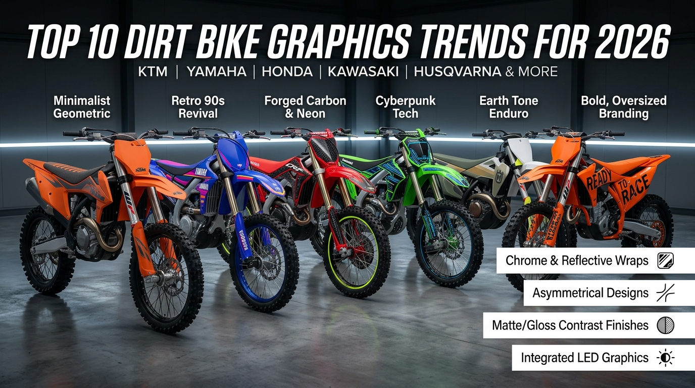 Top 10 Dirt Bike Graphics Trends for KTM, Yamaha, Honda & More in 2026