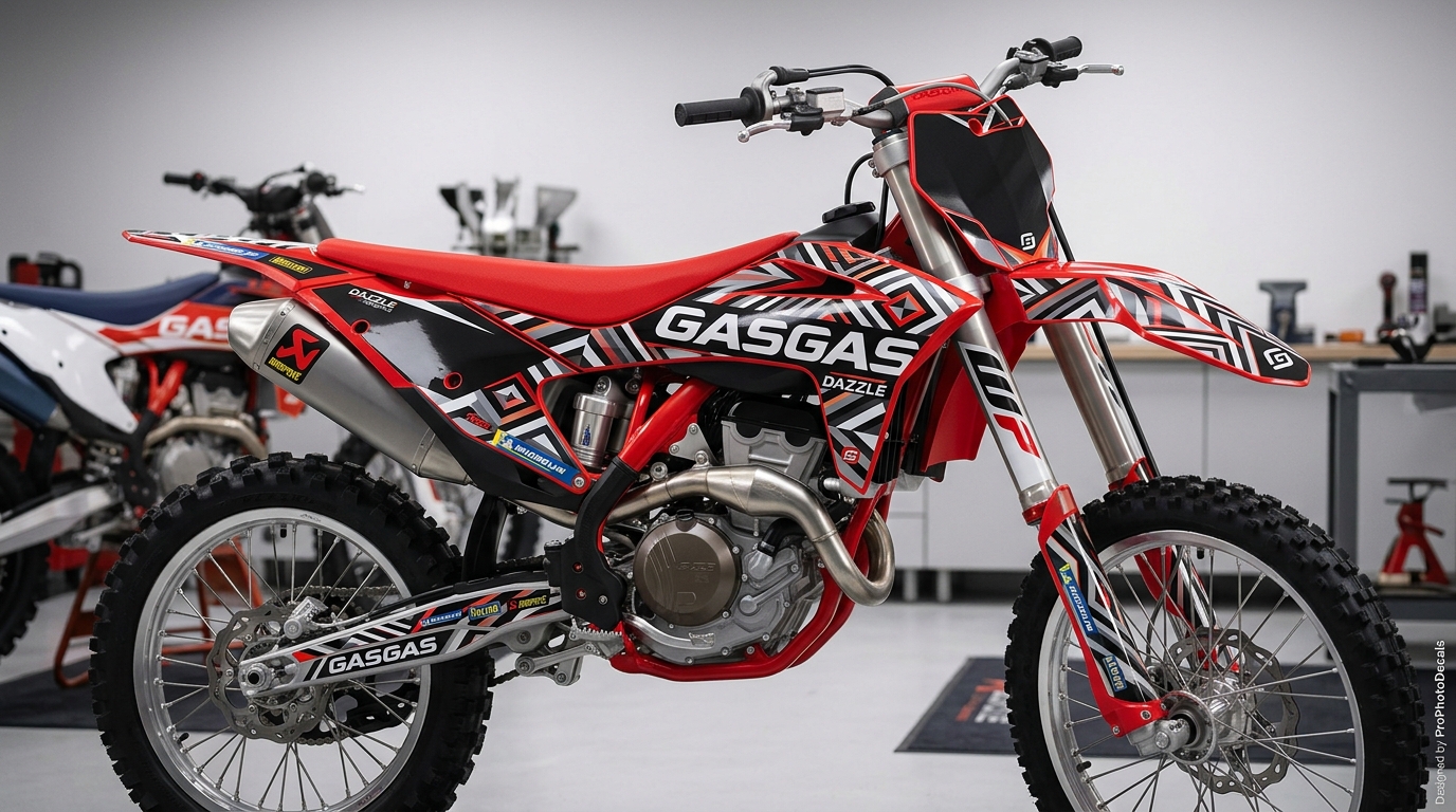 GasGas DAZZLE Graphics Kit 4 GasGas DAZZLE graphics kit decals 202608241004 1 Motocross Graphics Boondocks Decals