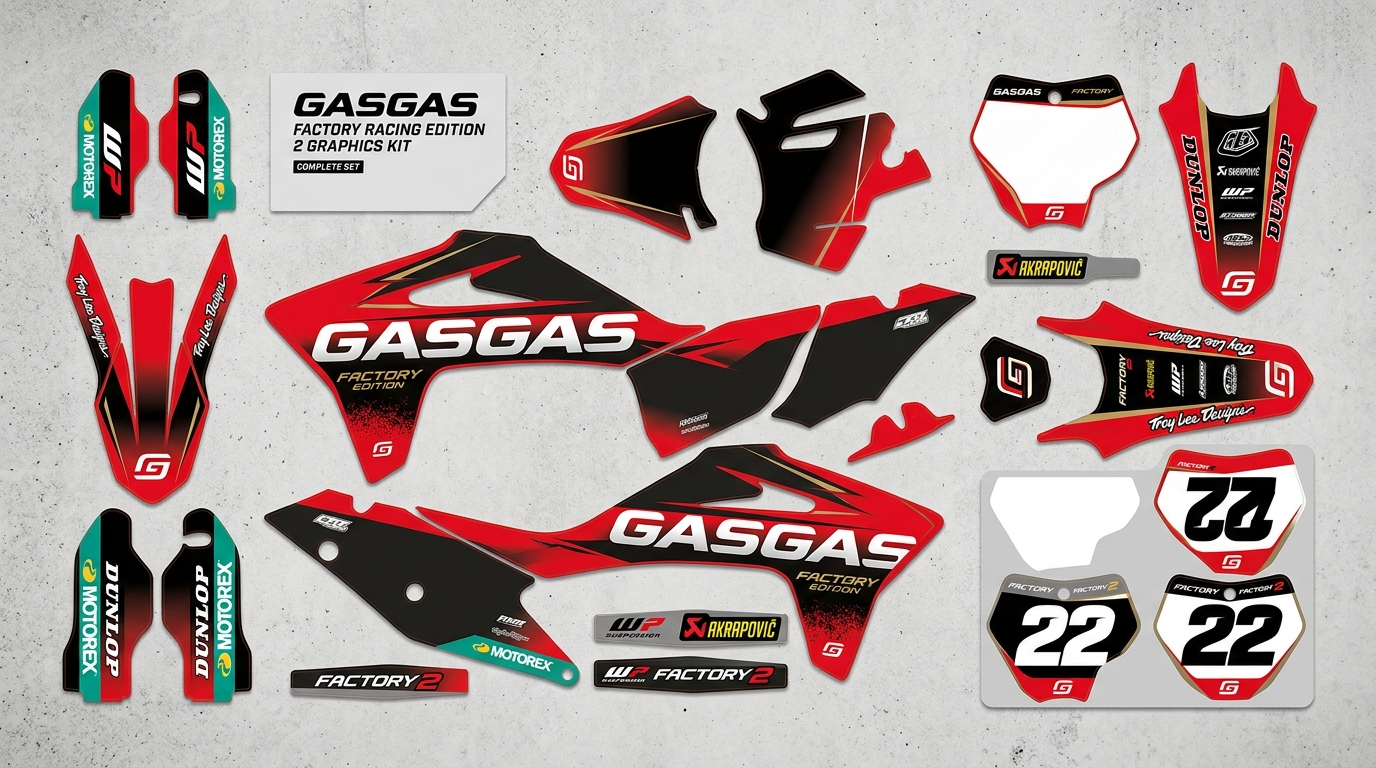 GasGas FACTORY 2 Graphics Kit 4 GasGas FACTORY 2 Graphics Kit 202608031206 1 Motocross Graphics Boondocks Decals