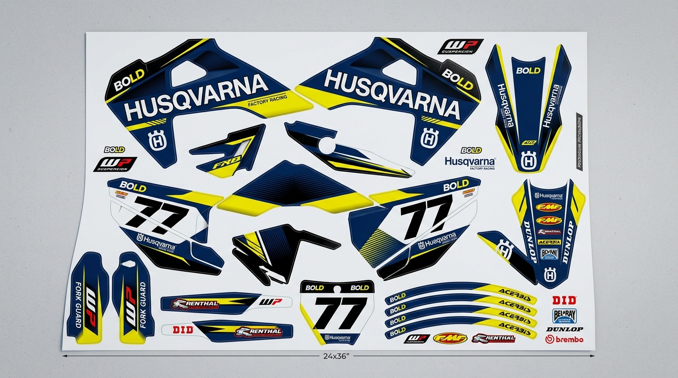 Husqvarna BOLD Graphics Kit Factory 4 Husqvarna dirt bike graphics kit 202608241449 Motocross Graphics Boondocks Decals