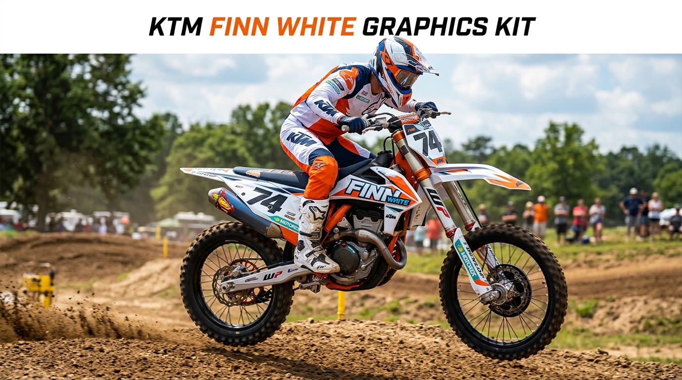 KTM Finn White graphics kit 202608171048 1 Motocross Graphics Boondocks Decals