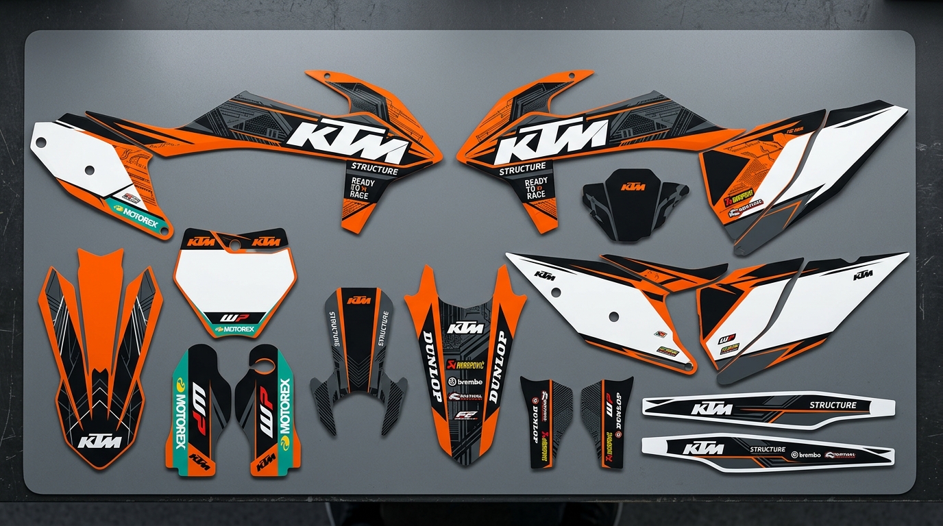 KTM STRUCTURE Graphics Kit 6 KTM Graphics Kit Decals 202608171124 Motocross Graphics Boondocks Decals