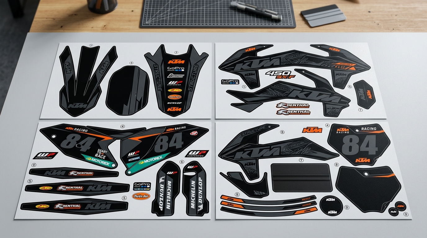 KTM STRUCTURE BLACK Graphics Kit 6 KTM black graphics kit decals 202608171131 1 Motocross Graphics Boondocks Decals