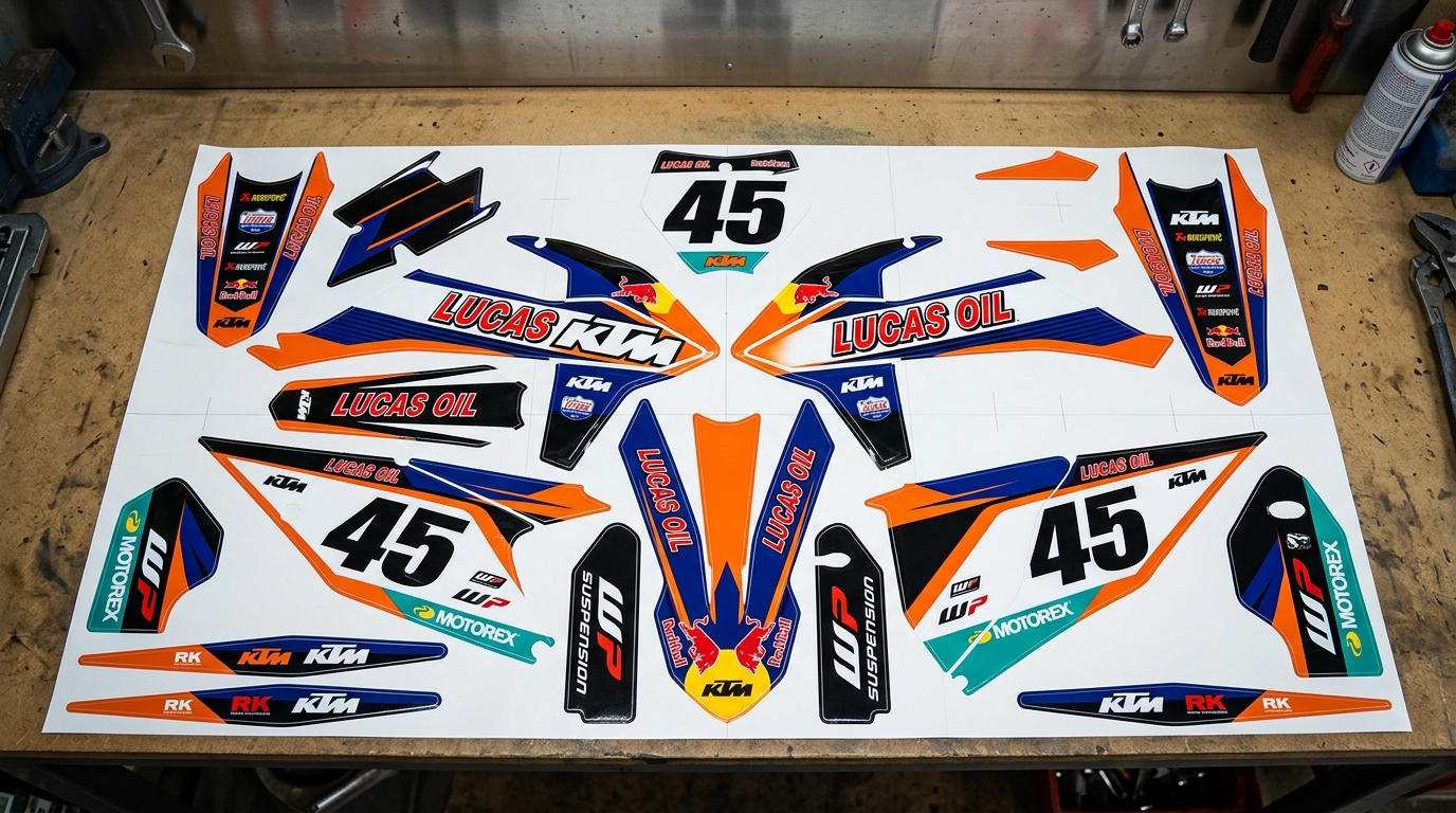 KTM LUCAS INSPIRED Graphics Kit 3 KTM dirt bike graphics kit 202608241525 Motocross Graphics Boondocks Decals