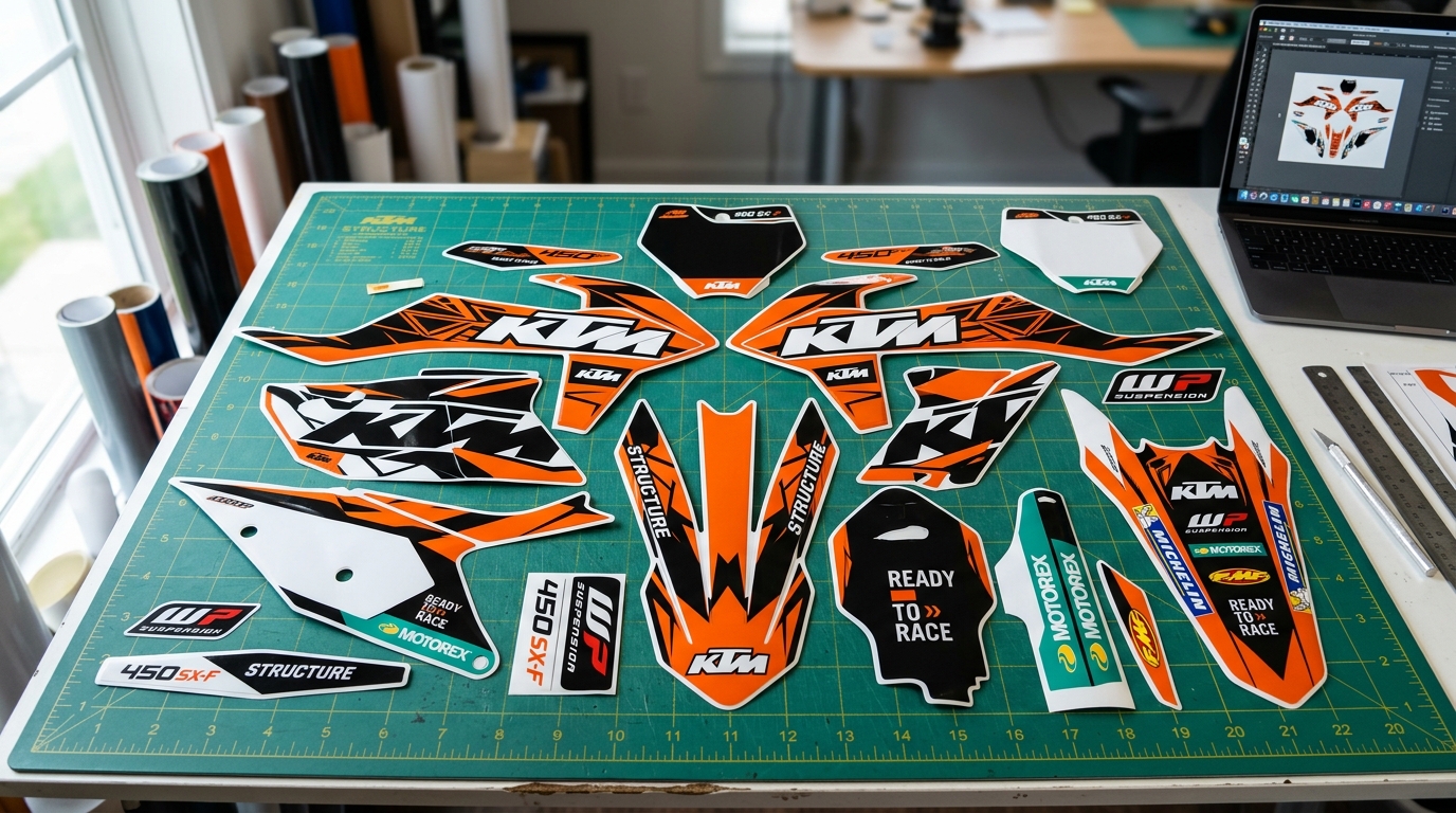 KTM STRUCTURE Graphics Kit 3 KTM graphics kit decals 202608171123 Motocross Graphics Boondocks Decals