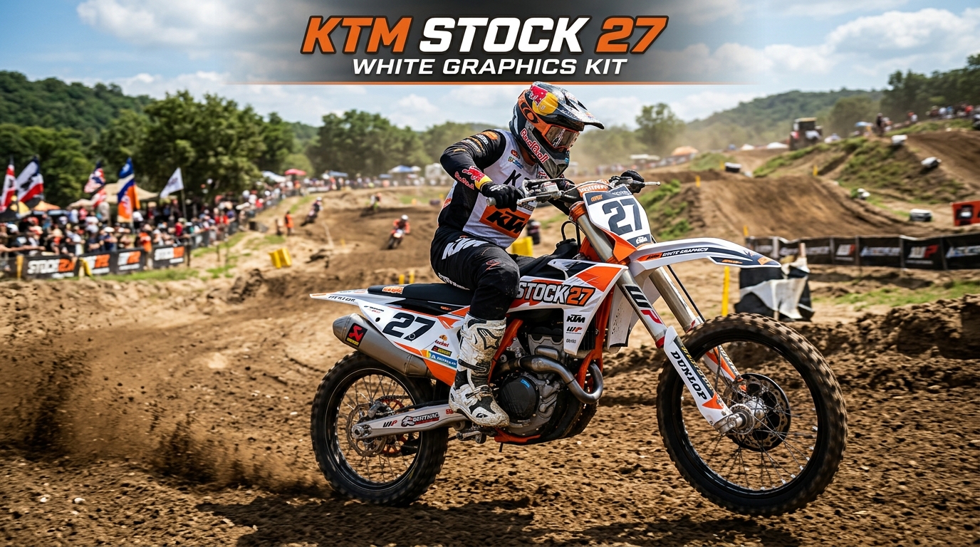KTM stock white graphics kit 202608171111 Motocross Graphics Boondocks Decals