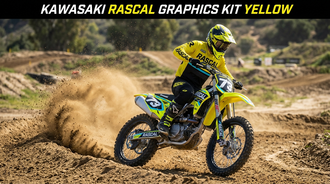 Kawasaki RASCAL graphics kit yellow 202608310947 Motocross Graphics Boondocks Decals