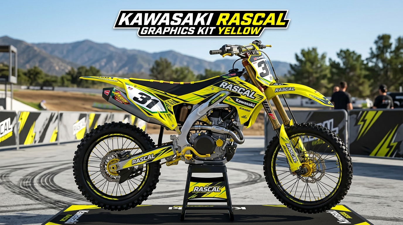 Kawasaki RASCAL graphics kit yellow 202608310948 Motocross Graphics Boondocks Decals