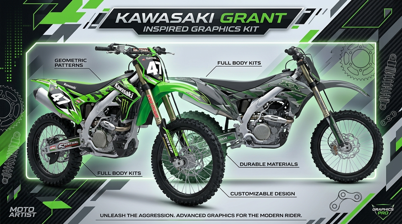 Kawasaki graphics kit dirt bike 202608310952 Motocross Graphics Boondocks Decals
