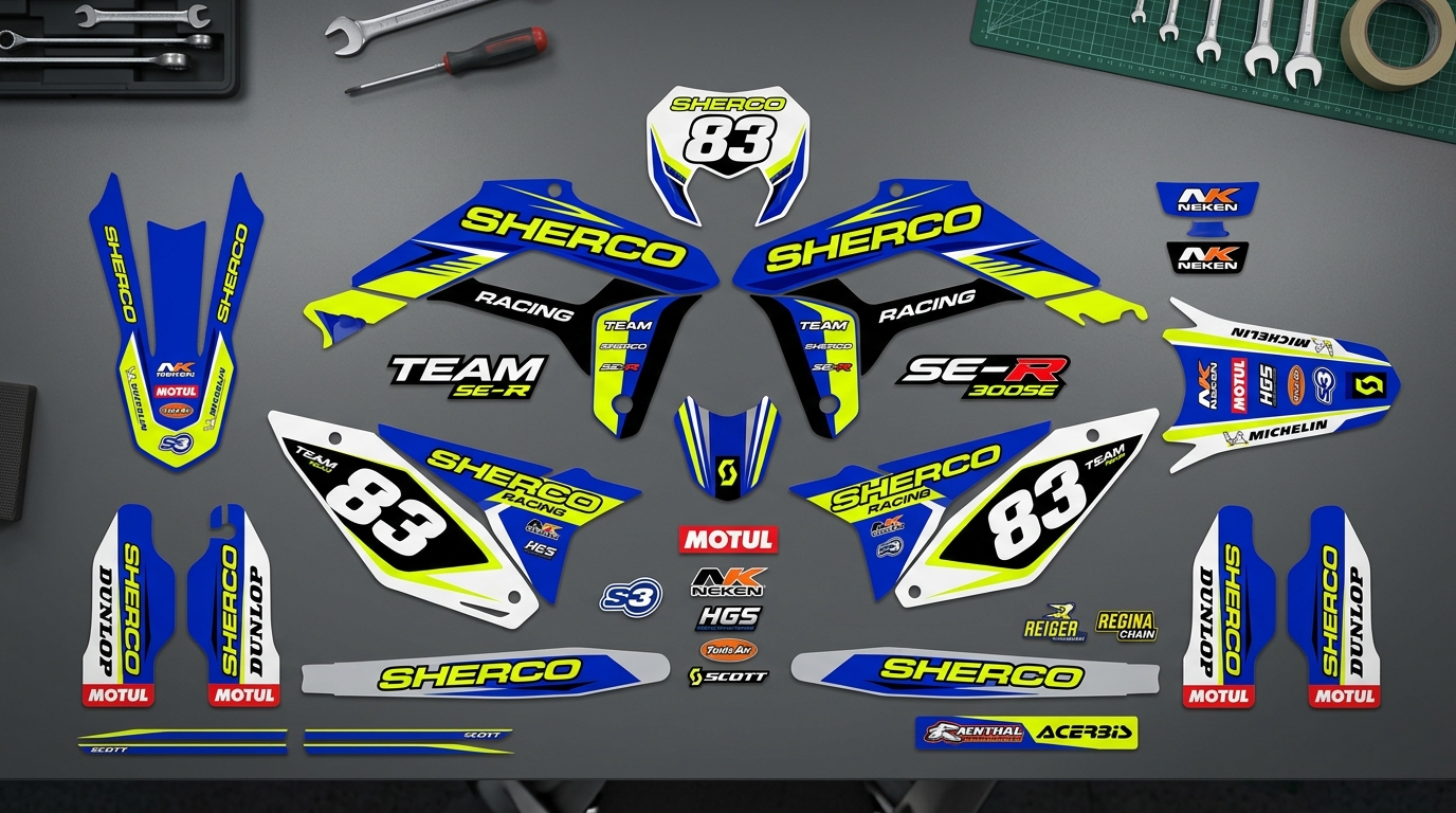 Sherco TEAM Graphics Kit 5 Sherco TEAM Graphics Kit decals 202608031131 2 Motocross Graphics Boondocks Decals