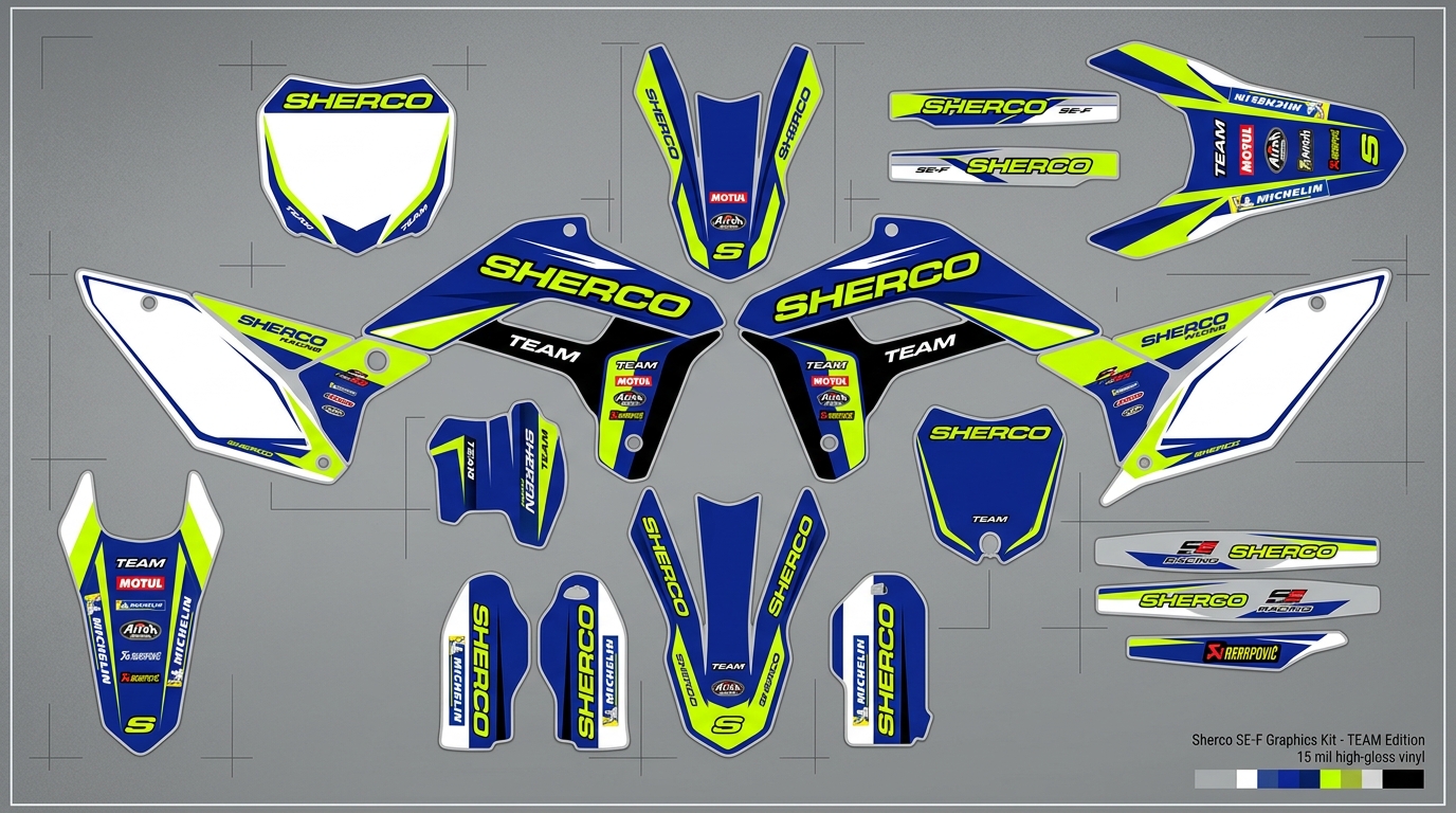 Sherco TEAM Graphics Kit 6 Sherco TEAM Graphics Kit decals 202608031131 3 Motocross Graphics Boondocks Decals