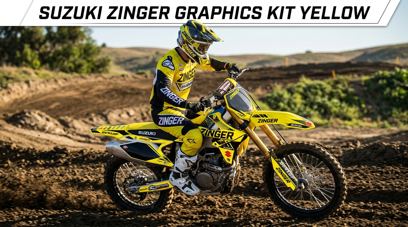 Suzuki ZINGER graphics kit yellow 202608311011 1 Motocross Graphics Boondocks Decals