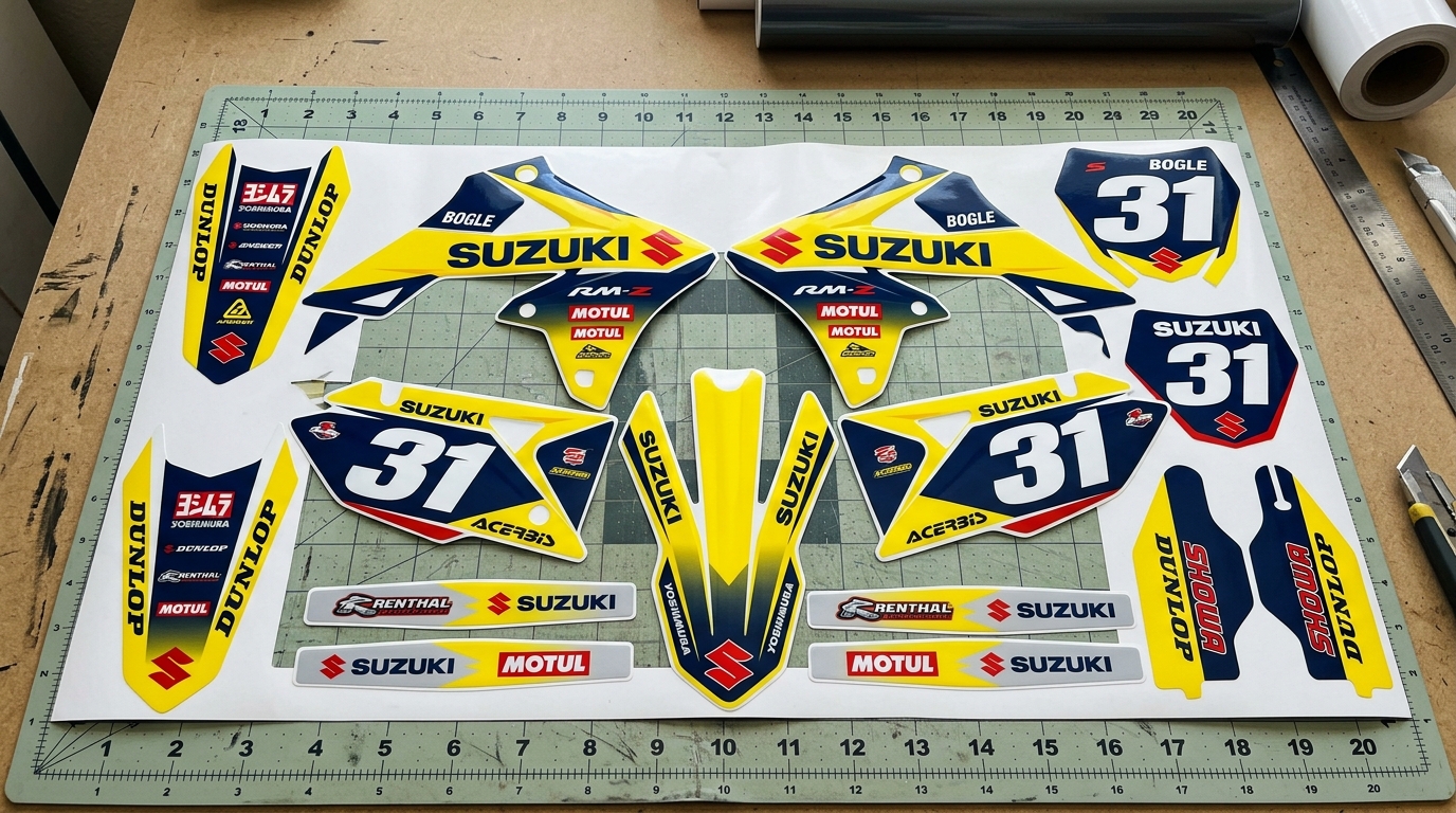 Suzuki BOGLE INSPIRED Graphics Kit 3 Suzuki dirt bike decals kit 202608311008 Motocross Graphics Boondocks Decals
