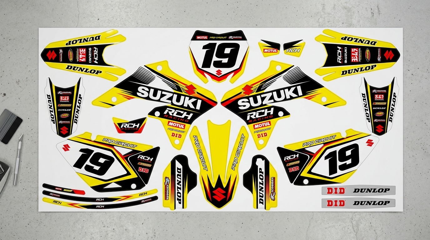 Suzuki BOGLE INSPIRED Graphics Kit 5 Suzuki dirt bike graphics kit 202608311008 1 Motocross Graphics Boondocks Decals