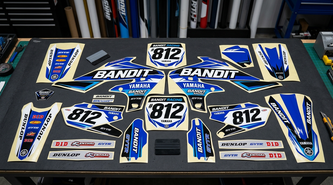 Yamaha BANDIT Graphics Kit Factory 5 Yamaha Bandit graphics kit decals 202608241427 Motocross Graphics Boondocks Decals