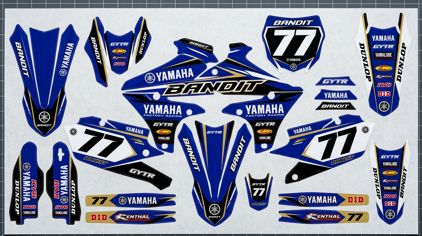 Yamaha BANDIT Graphics Kit Factory 4 Yamaha dirt bike graphics kit 202608241427 1 Motocross Graphics Boondocks Decals