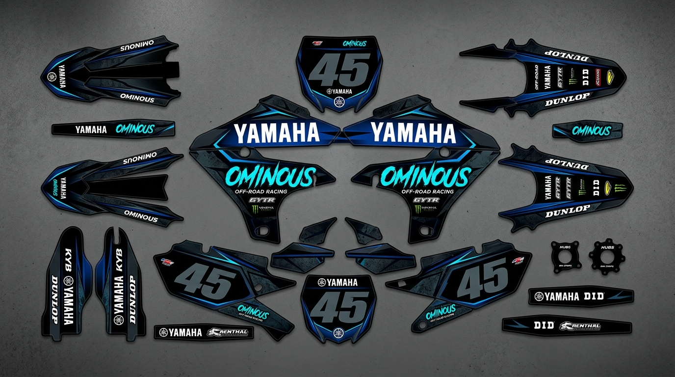 Yamaha OMINOUS Graphics Kit 6 Yamaha graphics kit decals 202608241522 Motocross Graphics Boondocks Decals